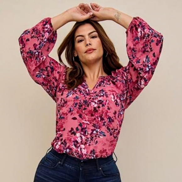 TORRID, NWT, Georgette Puff Sleeve, Peasant Blouse, Size 5X - Picture 5 of 15